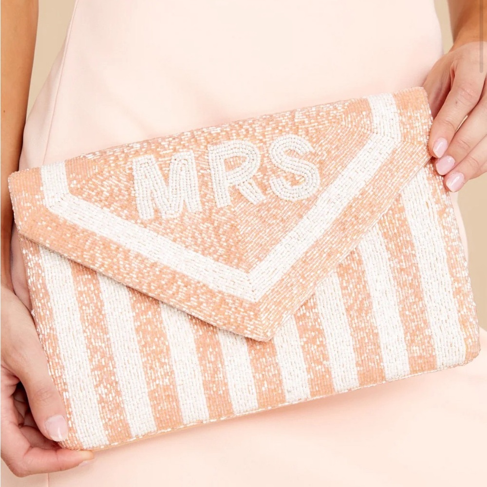 Sealed In Love Pink And White Beaded Clutch - Red Dress Boutique